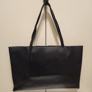 Mark & Graham Black Pebbled Leather Tote Bag Made in Italy "Quiet Luxury" $295